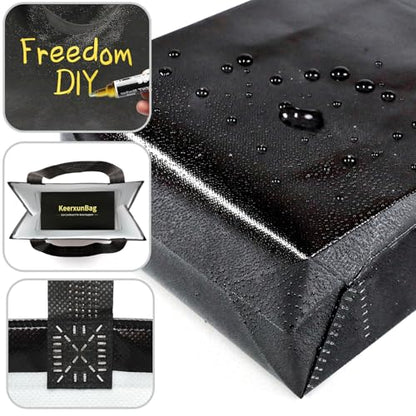 KeerxunBag Black Gift Bags - 12pk - Reusable - With Inner Liner Paper - color: black out