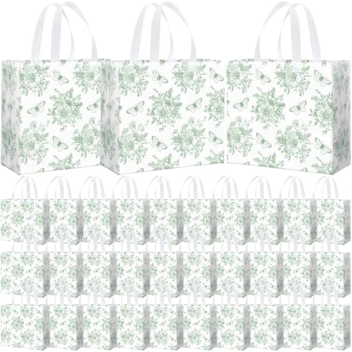 Abbylike 30 Pcs Thank You Gift Bags Floral Reusable Gift Bag Sage Green - style: Green Floral