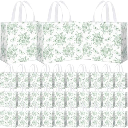 Abbylike 30 Pcs Thank You Gift Bags Floral Reusable Gift Bag Sage Green - style: Green Floral