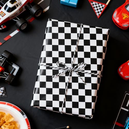 Cuitpan Monster Truck Wrapping Paper Roll - Holiday Gift Wrap Black & White Checkered Flag on Reverse - Perfect for Kids and Boys Birthdays Gift Wrapping - 17 Inches x 16.5 Feet (24 sq. ft) - color: Monster Truck-Blue