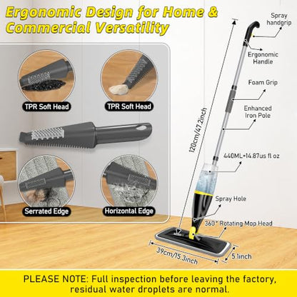Hardwood Floor Mops for Floors Cleaning: Spray Mops Wet Dust Mop Refillable - color: Yellow/Black