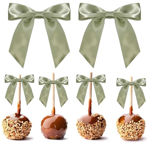 Sage Green Satin Ribbon Twist Tie Bows 5 Inch 36 Pack - color: Sage Green