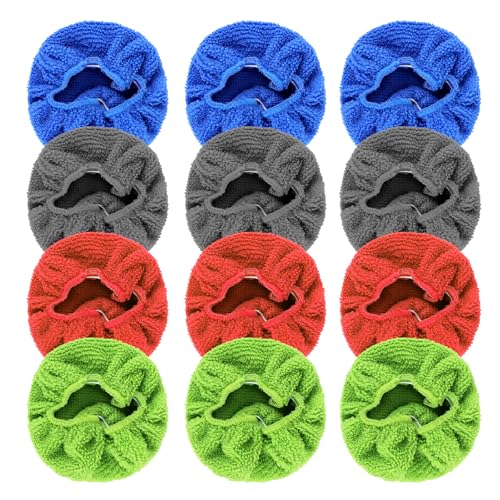 wuyaoyao 12PCS Car Windshield Cleaning Tool Bonnets, Microfiber Cleaning Cloth for Windshield Cleaning Tool, Replaced Car Care Microfiber Windshield Cleaner Cloths Pad, Fits 3" Plate (12PCS) - color: 12pcs
