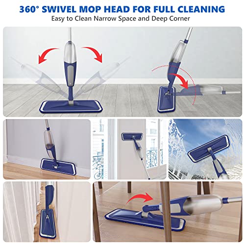 BPAWA Spray Mops for Floor Cleaning: Wet Microfiber Mop for Hardwood Tile - color: Darkblue-gray