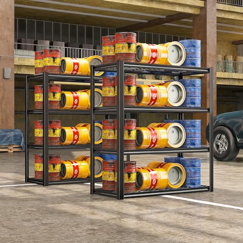 REIBII 40" W Storage Shelves with Wire Mesh Panels for Garage Organization - color: Black