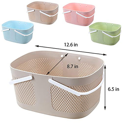 Portable Plastic Shower Caddy Basket Organizer with Handles, Khakis - color: Khakis
