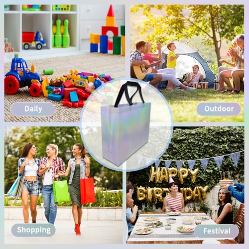 huichuan Gift Bags with Handles, Multicolor Reusable Gift Bags Bulk 12 Pack — Large 12.6" Non-Woven Tote Party Bags for Wedding Birthday Christmas, Sturdy Gift Bag Set with Premium Handles - color: Multi-Large-12pcs