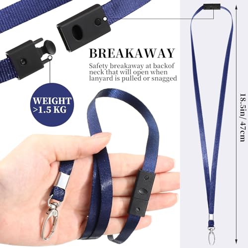 Harloon 150 Pcs Lanyards Breakaway Bulk Neck Flat Lanyard with Detachable Buckle and Clip Swivel Hooks for Badge Holder - color: Navy Blue