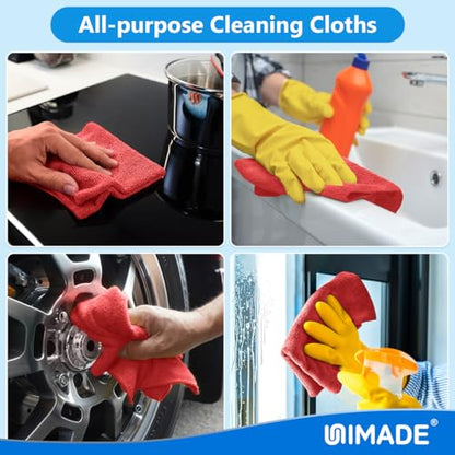 UNIMADE Microfiber Cleaning Cloth, 20 Pack Reusable Microfiber Towels - color: Red, size: 20PK
