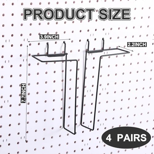 Beeveer 4 Pair Pegboard Display Shelves Expandable Magazine Holder, Black - color: Black