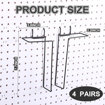 Beeveer 4 Pair Pegboard Display Shelves Expandable Magazine Holder, Black - color: Black