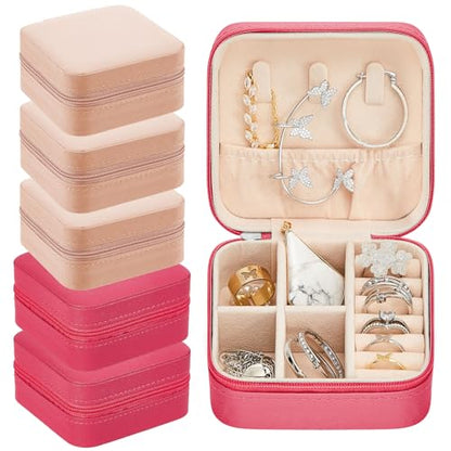 Taiyin 6/12/50 Pcs Travel Jewelry Case Bulk - color: Pink, Rose Red