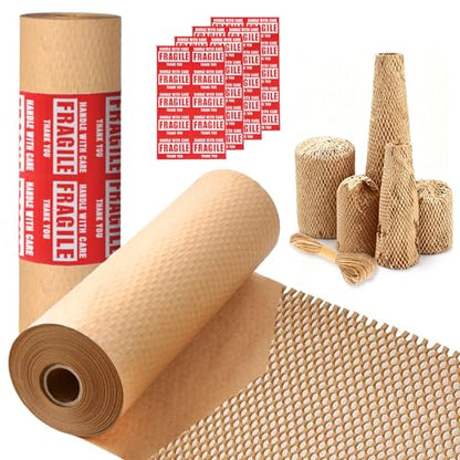 Honeycomb Packing Paper 15"x131' Recyclable Bubble Cushioning Wrap Roll - size: 15Inch x 131Feet