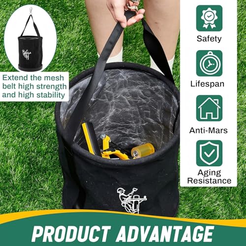 1 Pack 15" x 12" Linemen Canvas Tool Bucket Bag, Black - color: Black
