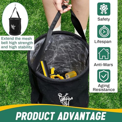 1 Pack 15" x 12" Linemen Canvas Tool Bucket Bag, Black - color: Black