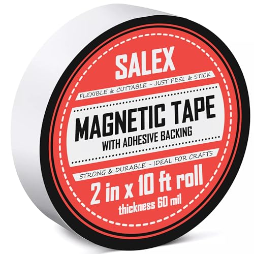 Magnetic Tape with Adhesive Backing 2 Inch Wide - Thick 60 mil Magnet Tape Roll to Make Sticky Magnet Strips, Strong Squares, Dots, Flexible Sheets, Cutting Own Fridge Magnets, Crafts - size: 2 in x 10 ft