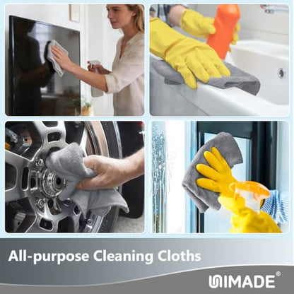 UNIMADE Microfiber Cleaning Cloth, 100 Sheets Microfiber Towels for Cars - color: Grey