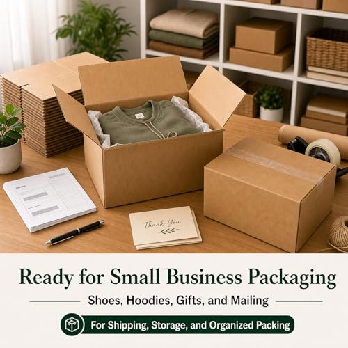 12x8x8 Brown Kraft Shipping Boxes for Small Business, 20 Pack - size: 12x8x8 Inch