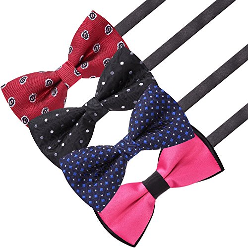 AUSKY 8 PACKS Elegant Adjustable Pre-tied Bow Ties for Men Boys (1&4&5&6&8 Pack for option) - color: H