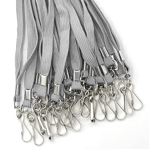 Beebel Lanyards 100 Pack Gray Lanyard with Swivel Hook Clips for ID Name Badge Holder (Gray, 100 Pack) - color: Gray, size: 100 Pack