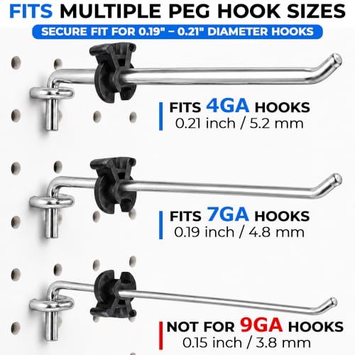 Gluposti Peg Hook Stopper Inventory Control Clips, 100 Black Peg Stoppers