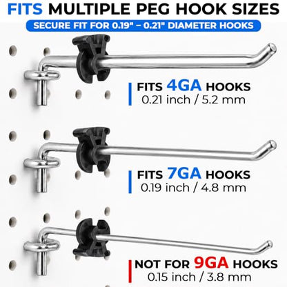 Gluposti Peg Hook Stopper Inventory Control Clips, 100 Black Peg Stoppers