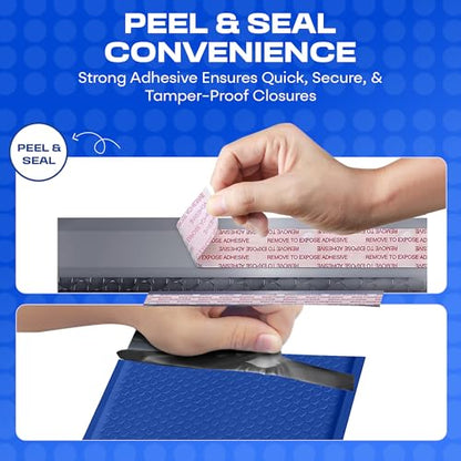 Royal Blue Bubble Mailers 4x8, Poly Padded Envelopes #000, 500 Pack - color: Royal Blue, size: 4"x8" / 500 Pack