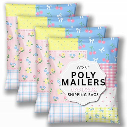 Picksie Mailers- 6x9 Designer Poly Mailers Shipping Bags Small Biz Supplies - color: Pretty Little Patchwork, size: 6x9