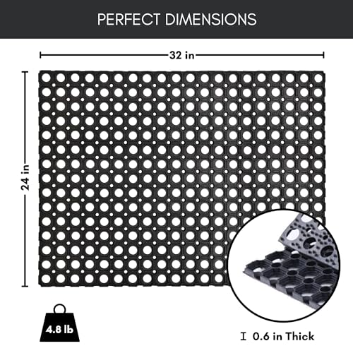 Heavy-Duty Interlocking Rubber Floor Mats, 24"x 32", Set of 2, Black - size: Set of 2 24x32