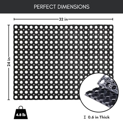 Heavy-Duty Interlocking Rubber Floor Mats, 24"x 32", Set of 2, Black - size: Set of 2 24x32