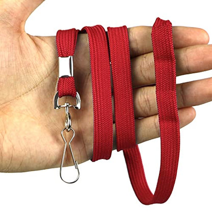 Beebel Lanyards 100 Pack Red Lanyards with Swivel Hook Clips for ID Name Badge Holder - color: Red, size: 100 Pack