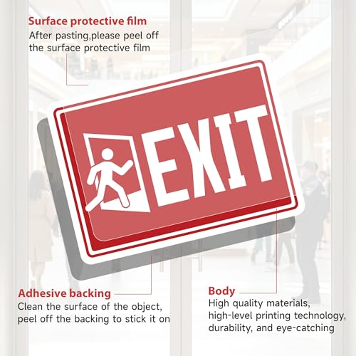 2PCS Emergency Exit Only Signs Sticker,Self Adhesive - color: Exit 463