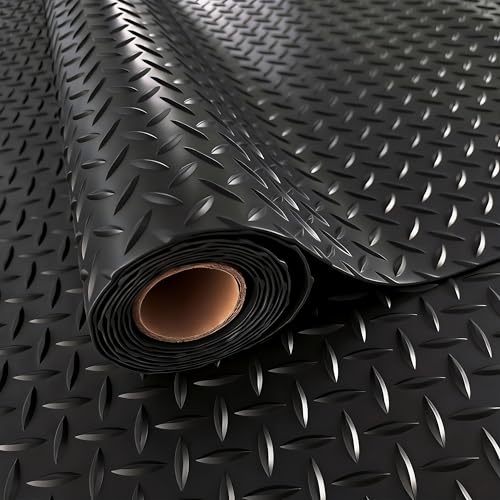 StellarStar 4x20 FT Garage Floor Mat, 2.8mm Thickened PVC Diamond Plate - color: Black, size: 4x20 FT