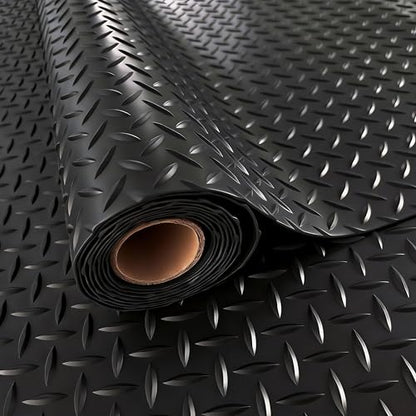 StellarStar 4x20 FT Garage Floor Mat, 2.8mm Thickened PVC Diamond Plate - color: Black, size: 4x20 FT