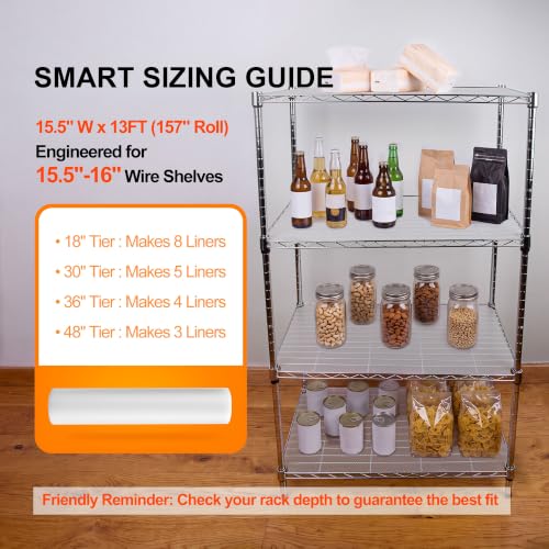 PABUSIOR Shelf Liner for Wire Shelving: Clear 1.2mm Thick Leakproof - size: 15.5"W x 157"L