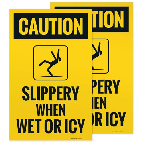 Caution Slippery When Wet Or ICY Sidewalk Sign Kit, (SI-76037) - size: 10x16 Inches, style: 2 Pack - Replacement Panels