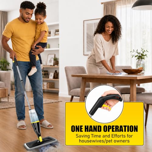 Hardwood Floor Mops for Floors Cleaning: Spray Mops Wet Dust Mop Refillable - color: Yellow/Black