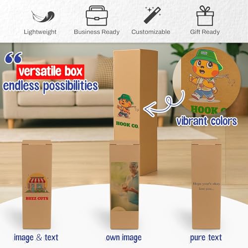 MT Products Tuck Top Kraft Custom Printed Gift Boxes 2" x 2" x 7" - Personalized Gift Box - Pack of 5-100