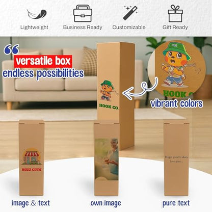 MT Products Tuck Top Kraft Custom Printed Gift Boxes 2" x 2" x 7" - Personalized Gift Box - Pack of 5-100
