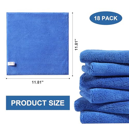 JOYMOOP Microfiber Cleaning Cloth, 18 Piece Set, Medium, Blue - color: L
