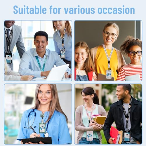 Piefly Lanyard for Id Badges, Teacher Card Holder Retractable Reel Positive - color: Stay Positive-2