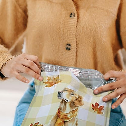 10x13 (100) Fall Poly Mailer - Dog Polymailers - Golden Retriever Designer Poly Mailers Waterproof Self Sealing Tear Resistant Polymailers Shipping Envelopes Premium Printed Bags For Small Businesses - color: Golden Retriever, size: 10x13