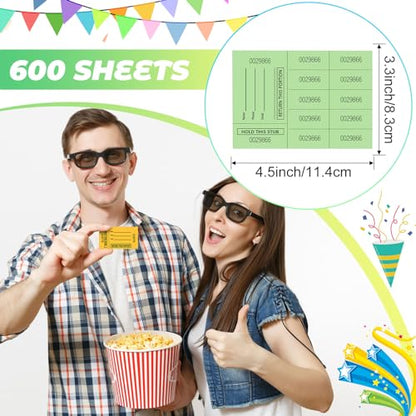 Kosiz 600 Pcs Raffle Ticket Basket Chinese Auction Ticket 10 Per Sheet Unduplicated for Back to School Events Silent Auction Classroom Church Fundraiser, 3.3 x 4.5 Inch(Multicolor) - color: Multicolor