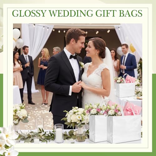 Eccliy 80 Pcs Reusable Gift Bags, Large, White - color: White, size: Large