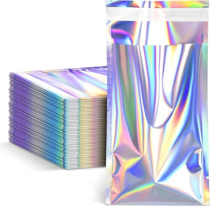 FUNFERY 5.5x7.9in Holographic Mylar Poly Mailers Self Sealing Adhesive Bag - color: Holographic Self Adhesive-50P, size: 5.5x7.9 inch