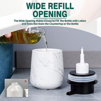 Bosilunlife 12Oz Ceramic Foam Soap Dispenser for Bathroom Kitchen Counter - color: Marble