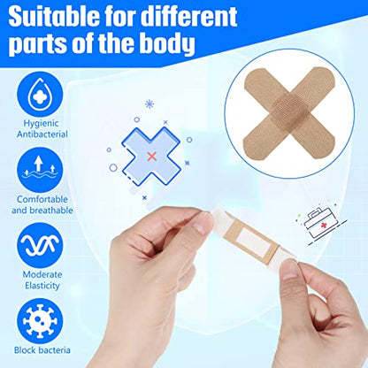 400 Pcs Bandages Bulk Various Sizes Waterproof Adhesive Bandages, 2 Styles - style: 2 Styles
