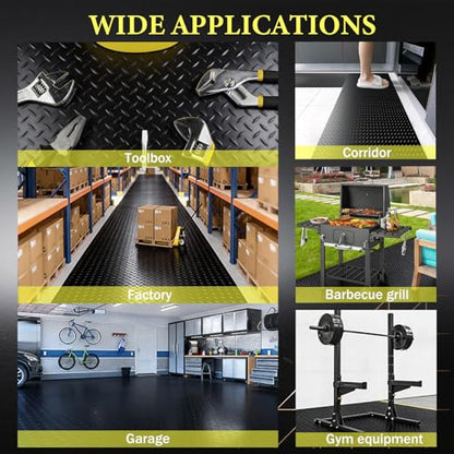 StellarStar 4x20 FT Garage Floor Mat, 2.8mm Thickened PVC Diamond Plate - color: Black, size: 4x20 FT