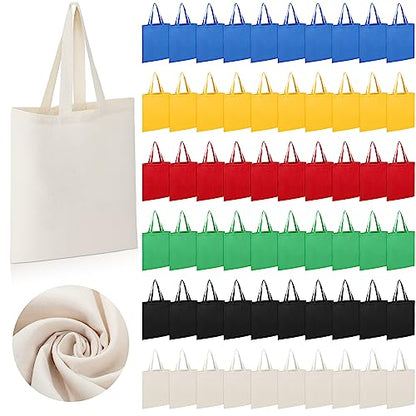 Roowest 60 Pack Canvas Tote Bags Bulk, 16" x 15", Multicolor - color: Multicolor