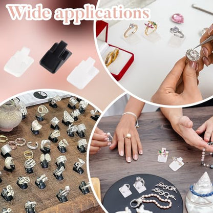 PH PandaHall 36pcs Plastic Ring Holder Small Ring Display Clip Ring Clips Single Ring Display Holder Ring Display Stands Organizer Rings Jewelry Display for Home Ring Trade Show, White - color: White